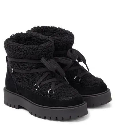 Il Gufo Kids' Suede-trimmed Faux Shearling Ankle Boots In Black