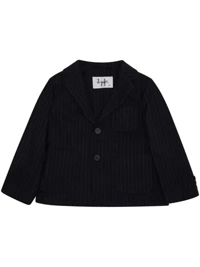 Il Gufo Kids' Pinstriped Single-breasted Blazer In Blue