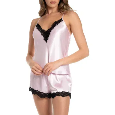 In Bloom By Jonquil Adeline Lace Trim Satin Short Pajamas In Light Lilac