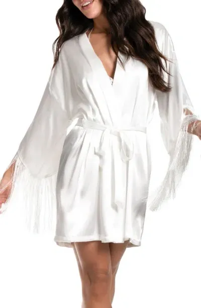 In Bloom By Jonquil Juliet Fringe Trim Satin Wrap In Ivory