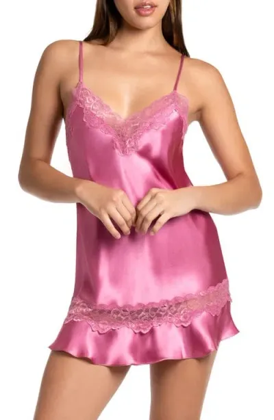 In Bloom By Jonquil Lace Trim Satin Chemise In Cedar Rose