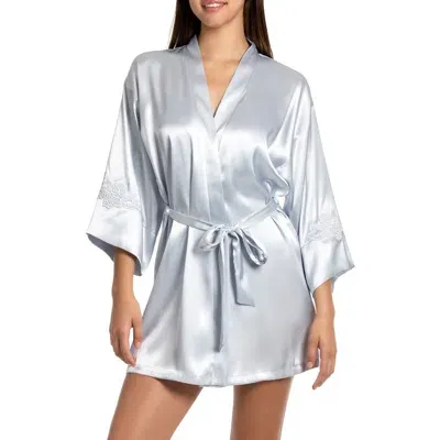 In Bloom By Jonquil Reine Lace Trim Satin Robe In Silver