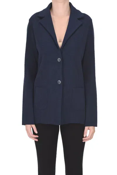 Incontro 7 Knitted Cardigan Jacket In Navy Blue