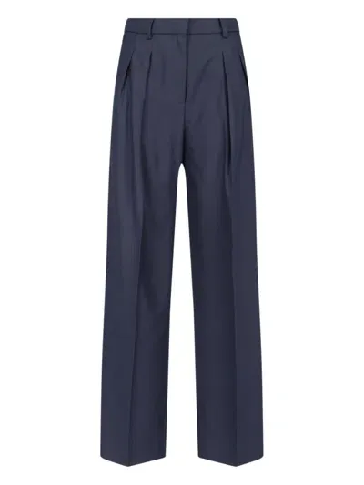 Incotex Straight Pants With Pleats In Blue