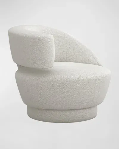 Interlude Home Arabella Left-arm Swivel Chair In Shearling / Cream