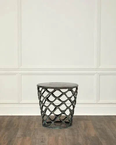 Interlude Home Lattice Accent Table In Verdigris