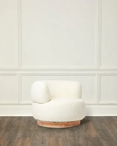 Interlude Home Vale Boucle Lounge Chair In Whisper White