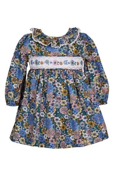 Iris & Ivy Babies'  Floral Long Sleeve Cotton Dress In Tea