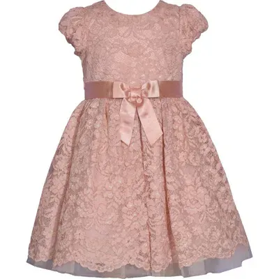 Iris & Ivy Kids' Metallic Lace Party Dress In Blush