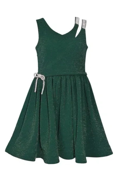 Iris & Ivy Kids' Metallic Rhinestone Fit & Flare Party Dress In Green