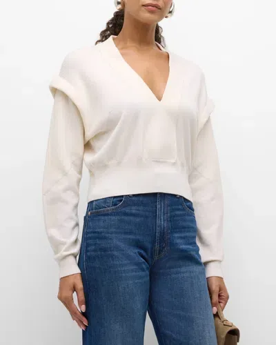 Iro Azura V-neck Merino Wool Sweater In Ecru