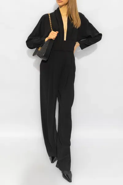 Iro Cinnie Pleated V-neck Jumpsuit In Black