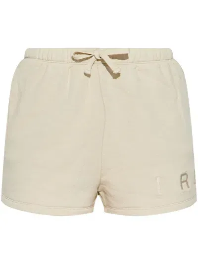 Iro Embroidered-logo Cotton Shorts In Beige