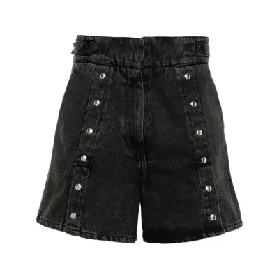 Iro Studded Denim Shorts In Grey