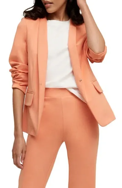 Isaac Mizrahi New York Collarless Ponte Jacket In Coral Bell