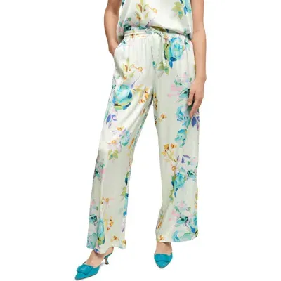 Isaac Mizrahi New York Print Satin Pants In French Floral - Blue