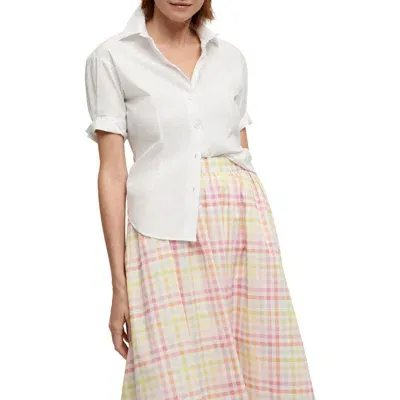 Isaac Mizrahi New York Puff Sleeve Cotton Shirt In White