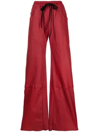 Isaac Sellam Experience Wide-leg Leather Drawstring Trousers In Red