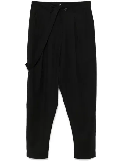 Isabel Benenato Drop-crotch Trousers In Black