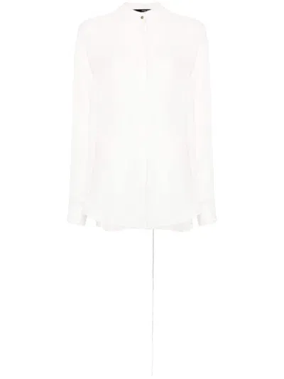 Isabel Benenato Embroidered Silk Blouse In White