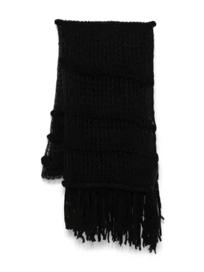 Isabel Benenato Open-knit Scarf In 黑色