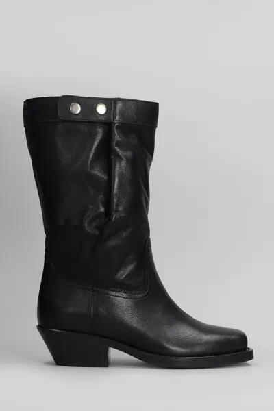 Isabel Marant Ademe Low Heels Ankle Boots In Black Leather