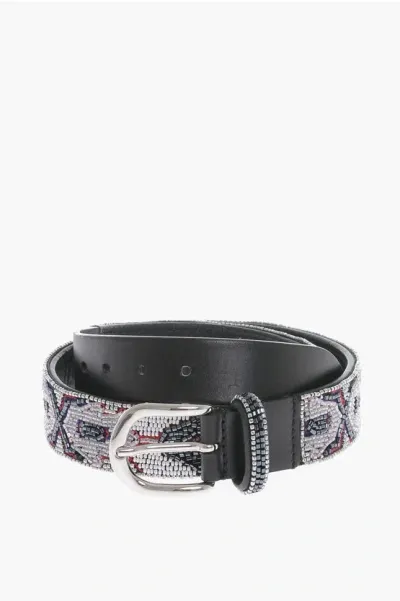 Isabel Marant All-over Sequined Leather Belt 35mm In Black