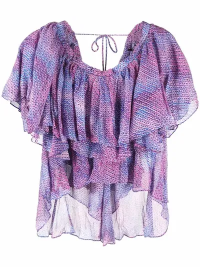 Isabel Marant Angele Printed Blouse In Violett