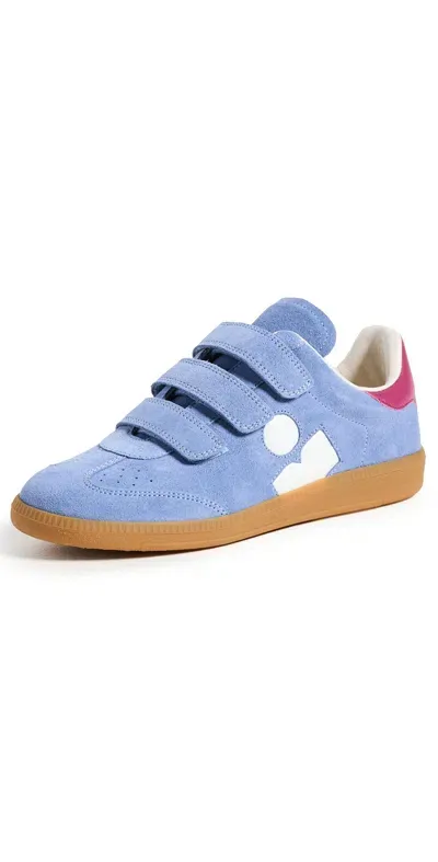 Isabel Marant Beth Mixed Leather Triple-grip Sneakers In Bluewhite