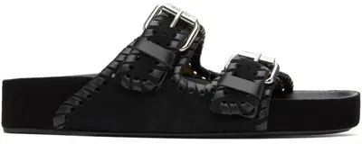 Isabel Marant Black Lennyo Flat Sandals In 01bk Black