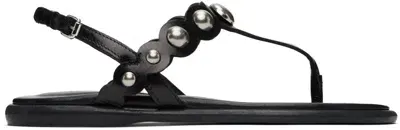 Isabel Marant Black Nya Flat Sandals In Bksi Black/silver