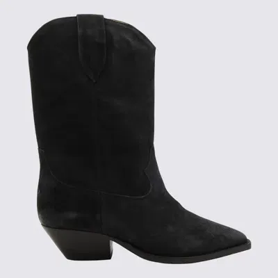 Isabel Marant Black Suede Boots In Faded Black