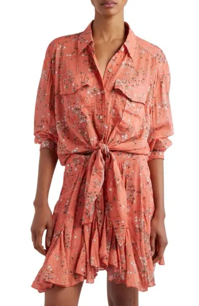 Isabel Marant Cathy Long Sleeve Cotton & Silk Button-up Shirt In Shell Pink