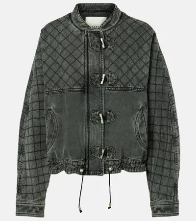 Isabel Marant Celiany Quilted Denim Jacket In Grey