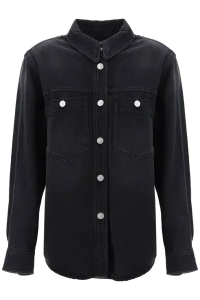 Isabel Marant Talbot Faded Denim Shirt In Black