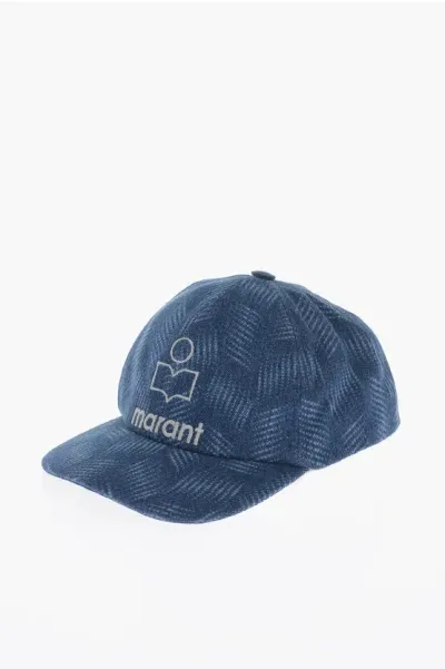 Isabel Marant Denim Tyron Cap With Embroidery In Blue