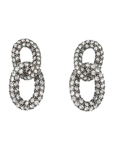 Isabel Marant Double Hoop Crystal Earrings In Silver