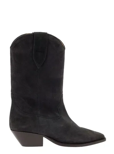 Isabel Marant 'duerto' Beige Western Style Boots In Suede Woman In Black