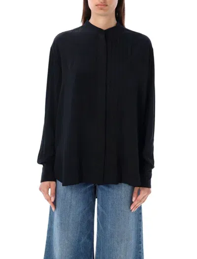 Isabel Marant Étoile Amel Long Sleeve Mandarin Collar Shirt In Black