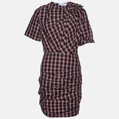 Pre-owned Isabel Marant Étoile Black/red Plaid Pleated Cotton Oria Mini Dress S