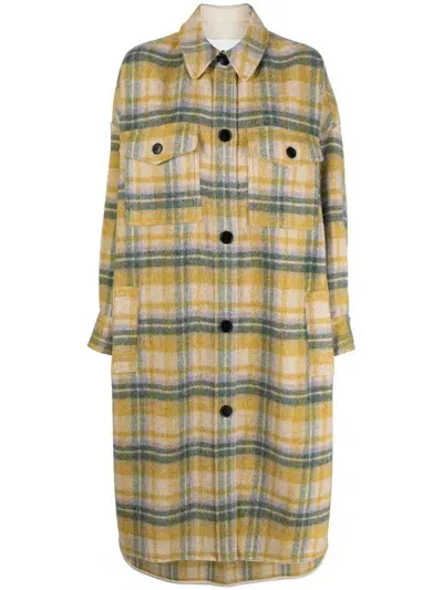 Isabel Marant Étoile Checked Button-up Coat In Yellow