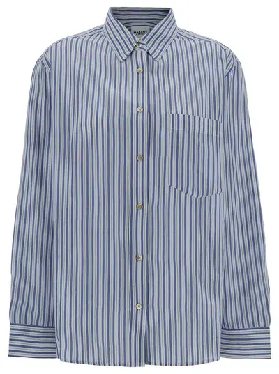 Isabel Marant Étoile 'esola' Blue Shirt With Stripe Motif In Cotton Woman