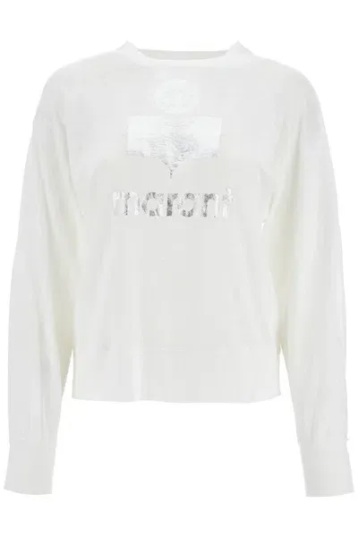 Isabel Marant Étoile Klowia T-shirt With Metallic Logo Print In White