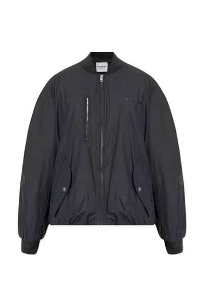 Isabel Marant Étoile Ruched Sleeves Bomber Jacket In Black