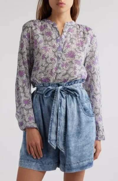 Isabel Marant Étoile Maria Abstract Print Cotton Button-up Shirt In Ecru/lilac