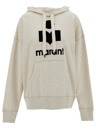 Isabel Marant Étoile White Hoodie With Tonal Logo Print In Cotton Blend Woman