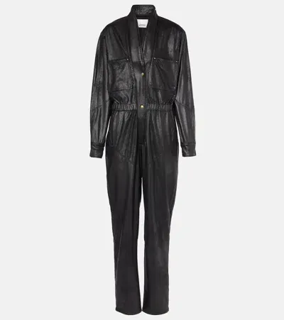 Isabel Marant Faux Leather Jumpsuit In Schwarz