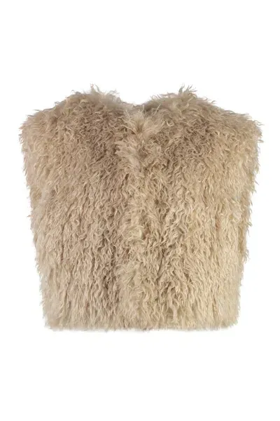 Isabel Marant Florana Faux Fur Waistcoat In Beige