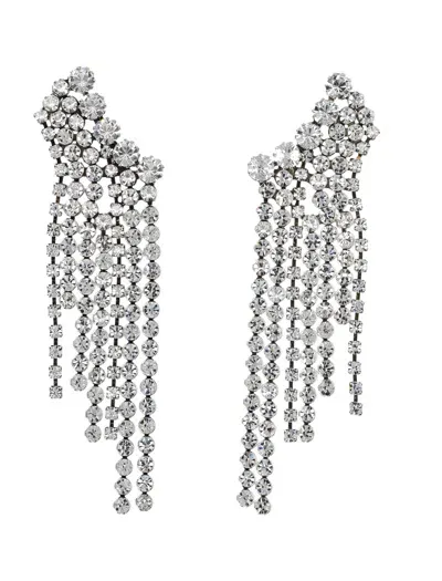 Isabel Marant Fringe Strass Earrings In Silver