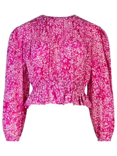 Isabel Marant Gelina Fuchsia Silk Blend Blouse In Pink